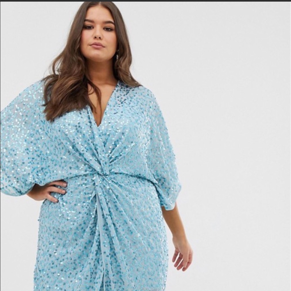 ASOS Design sequin knot front kimono midi dress